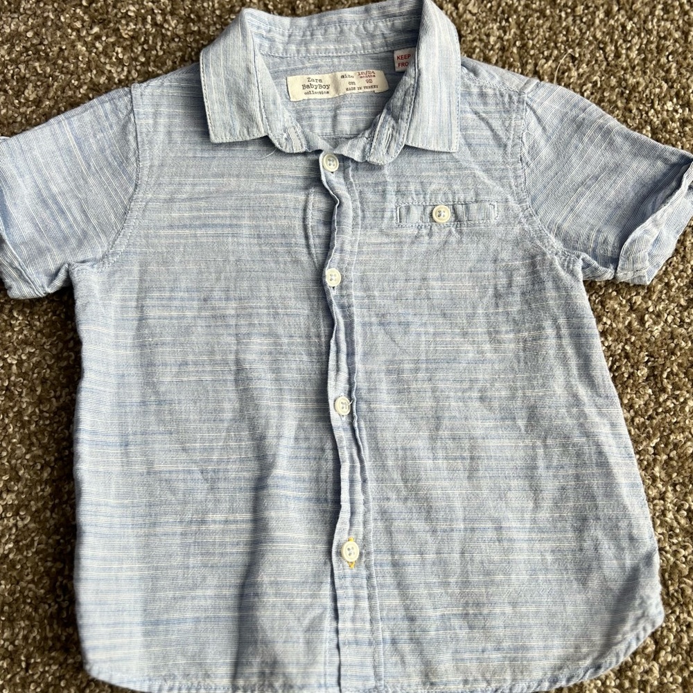 Zara Kids Light Blue Button-Down Shirt